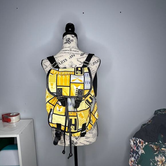 Harry Potter Hufflepuff House Block Pattern Knapsack Backpack Adjustable Straps - Picture 10 of 10